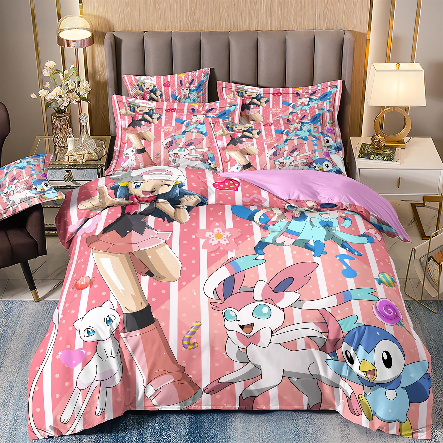 Pokemon 3D Pikachu Quilt Cover, Anime Printed Bedding for children
