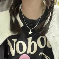 Collier pendentif étoile en acier titane pour hommes et femmes, Y2K Hip Hop, Cool, filles chaudes, chaînes de perles, ras du cou, bijoux à la mode coréenne 3