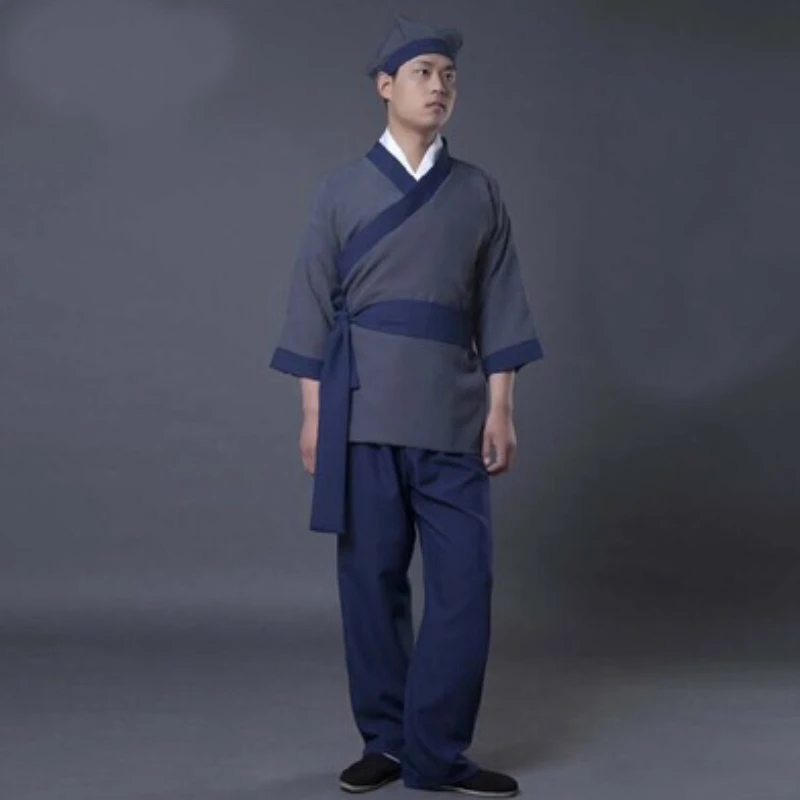 Hanfu Civilian Clothes Chinese Folk Dance 5 Color Ancient Chinese Costume Men Stage Performance Outfit Servant Suit