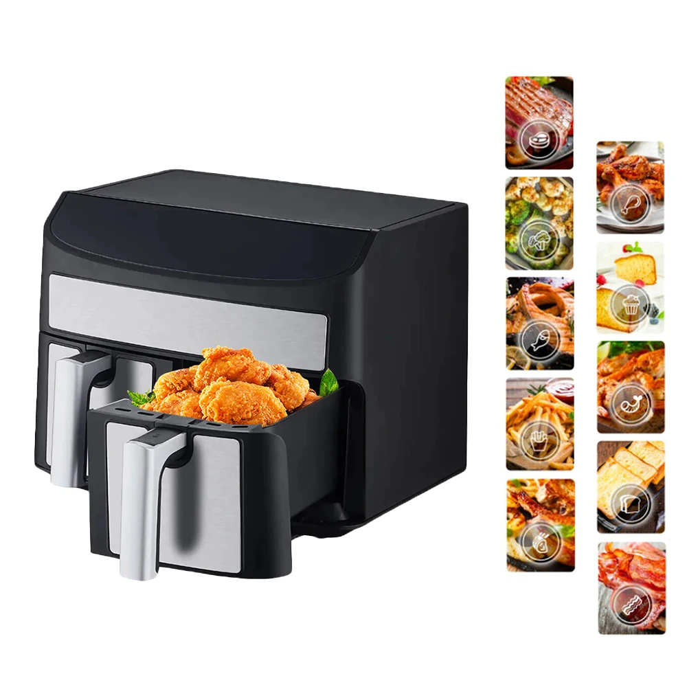 

Wholesale Smart Adjustable Display Touch Screen Electric Digital Deep No Oil Double Air Fryers