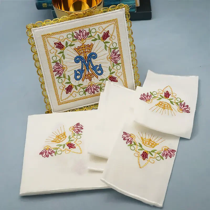 Nine Fold Fabric Father Mass Liturgy European Chalice Coaster Fabric Silk Thread Embroidery Saran Wrap