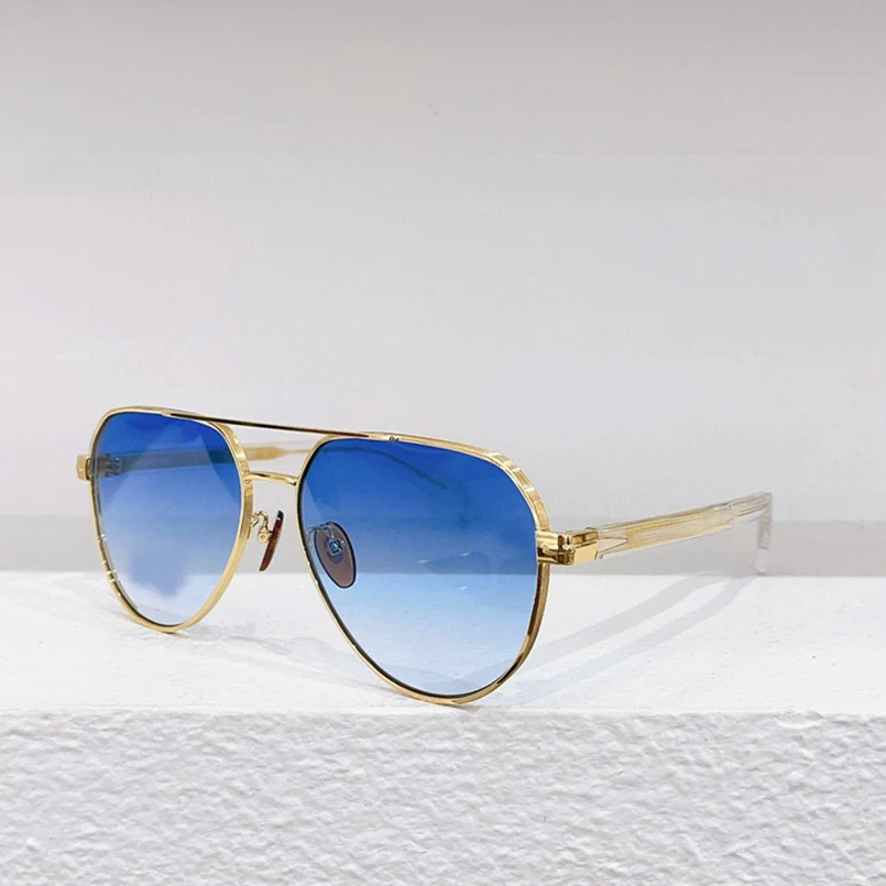 

Men's Glasses Metal Oval Frame Pilot style High Quality 1121 Women's Sunglasses Gradient Blue Lens Anti UV400 5 Colors silvery