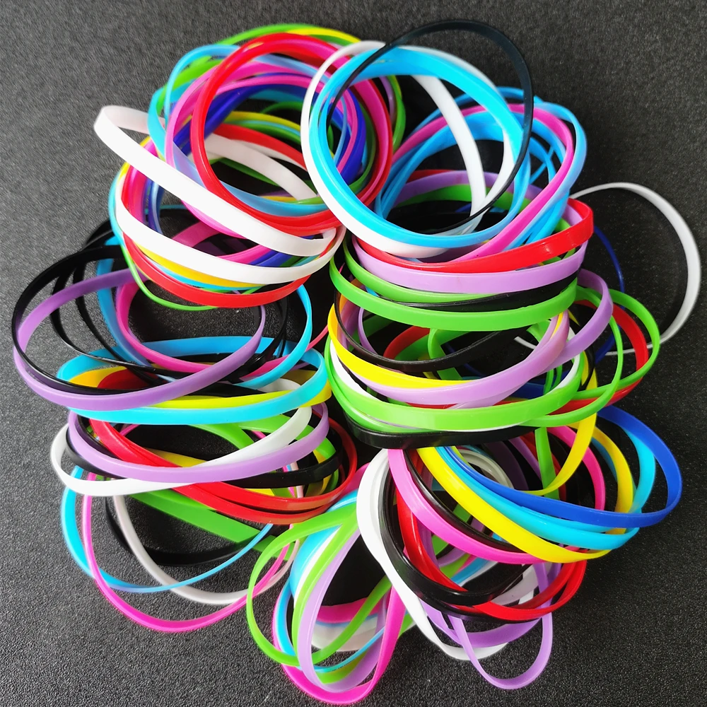 Snapklik.com : Wholesale 6pcs/pack Single Colors Blank Silicone Wristbands  Rubber Bracelets