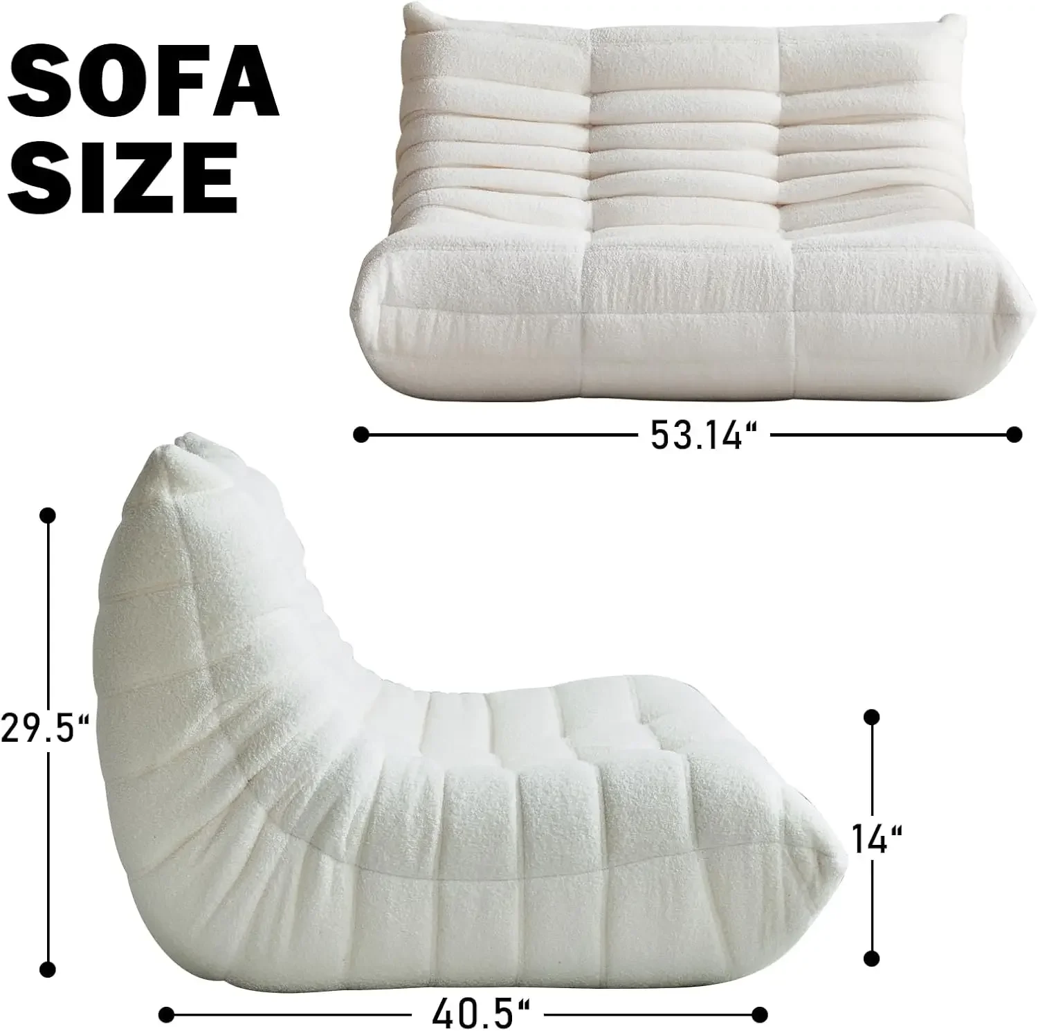 NEW-Bean Bag Chair for Adults, Oversized Loveseat Fireside Chair Comfy Lazy Floor Sofa, 2 Seater Lazy Sofa Couch Memory Foam (Be