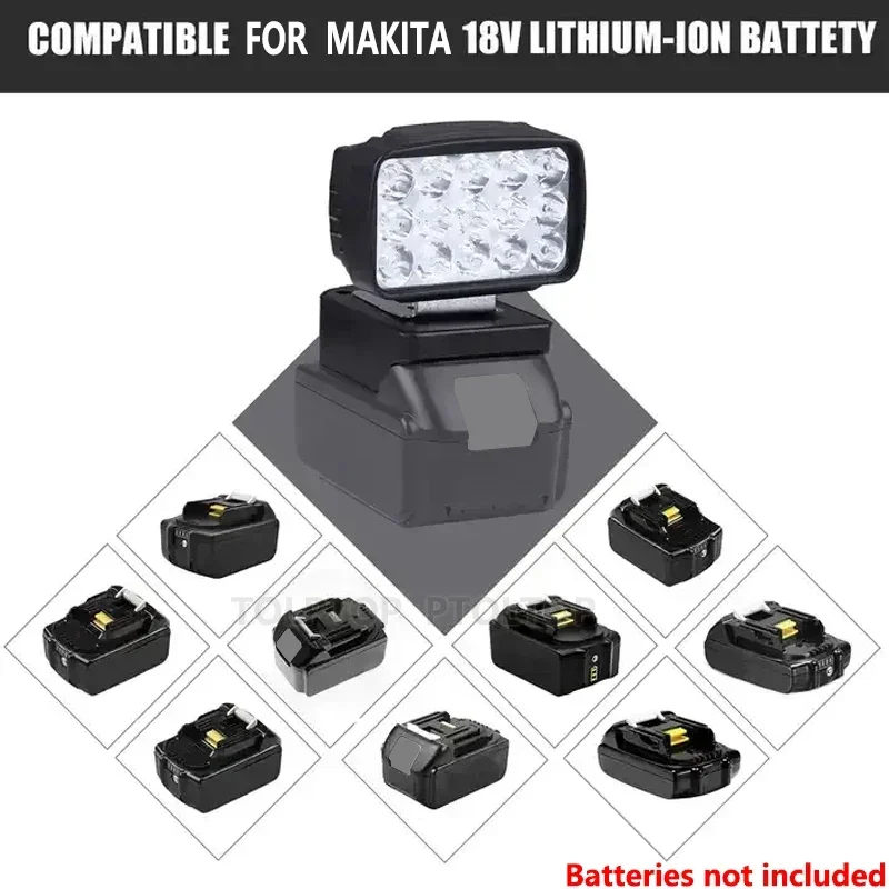 Portable LED Work Light Cordless for Makita/Dewalt/Milwaukee BL1430 BL1830 Lithium Battery Outdoor Lighting Camping portable led work light