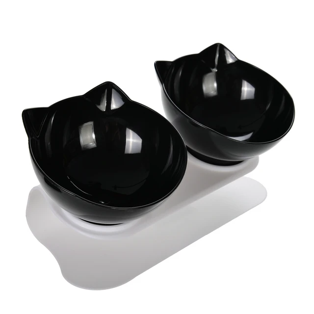 Double Cat Bowl Elevated Pet Non-Slip Water Feeder Bowl with Inclination Stand Small Medium Cat Dog Drinking Bowl Kitten Supples 3