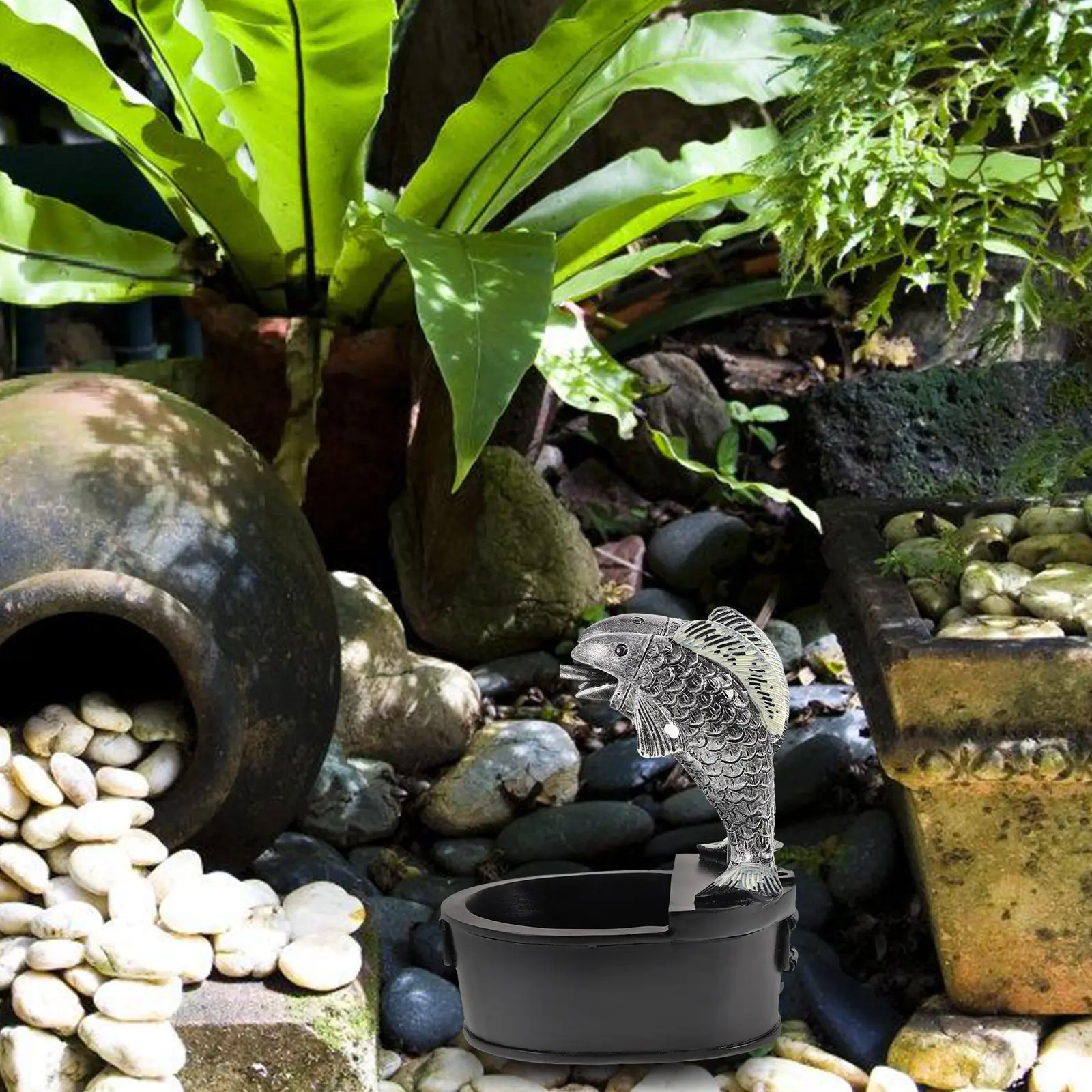순환식 물 분수 레진 항아리 야외 정원 마당 파티오 조경 장식 물 분수 항아리 ..