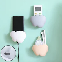 

Home Storage Box Self Adhesive Wall Mounted Organizer Remote Control Mobile Phone Plug Holder Stand Save Space Kitchen Organizer