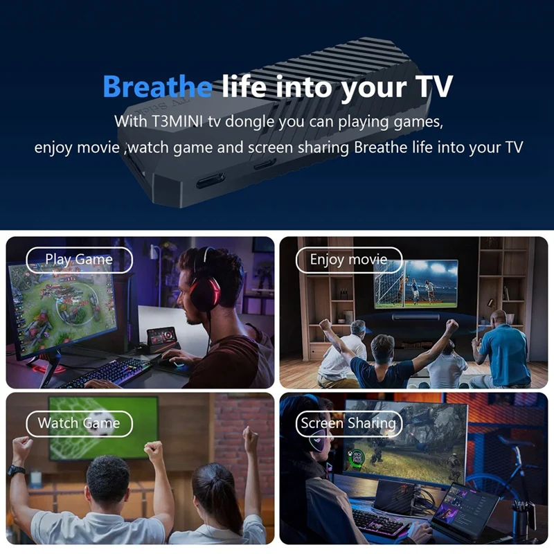 T3mini 스마트 TV 스틱 셋톱 박스, 와이파이 스마트 TV 박스, 비디오 미디어 플레이어, 블랙, 안드로이드 10 지지대, 4K, 3D, HD, 2.4G, H.265, 1080P