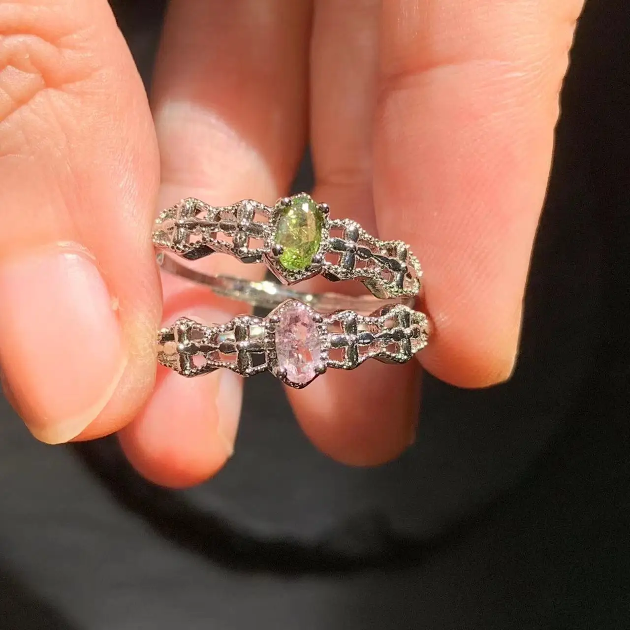 4*3MM Natural Tourmaline Ring Adjustable Female Ring Jewelry for Women Gift Wholesale High Quality Vintage Fine