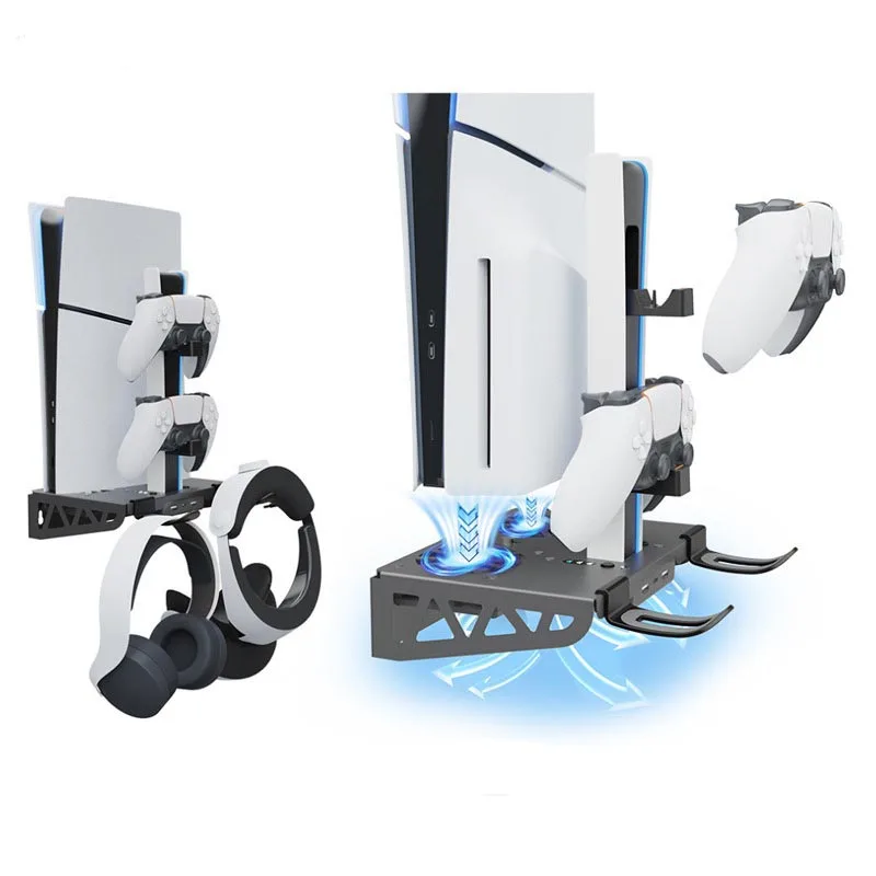 

Game Console Wall Mount With 2 Controller Charger Hanging Hook Stand Holder Compatible For PS5 Slim Game Console