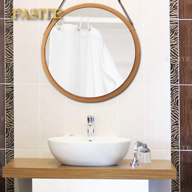 Description Picture 5 of itemNordic Bathroom Mirror Round Wall Mount Mirror Hanging Ornament Salon Bathroom Decor Mirror Safety Explosion-proof.