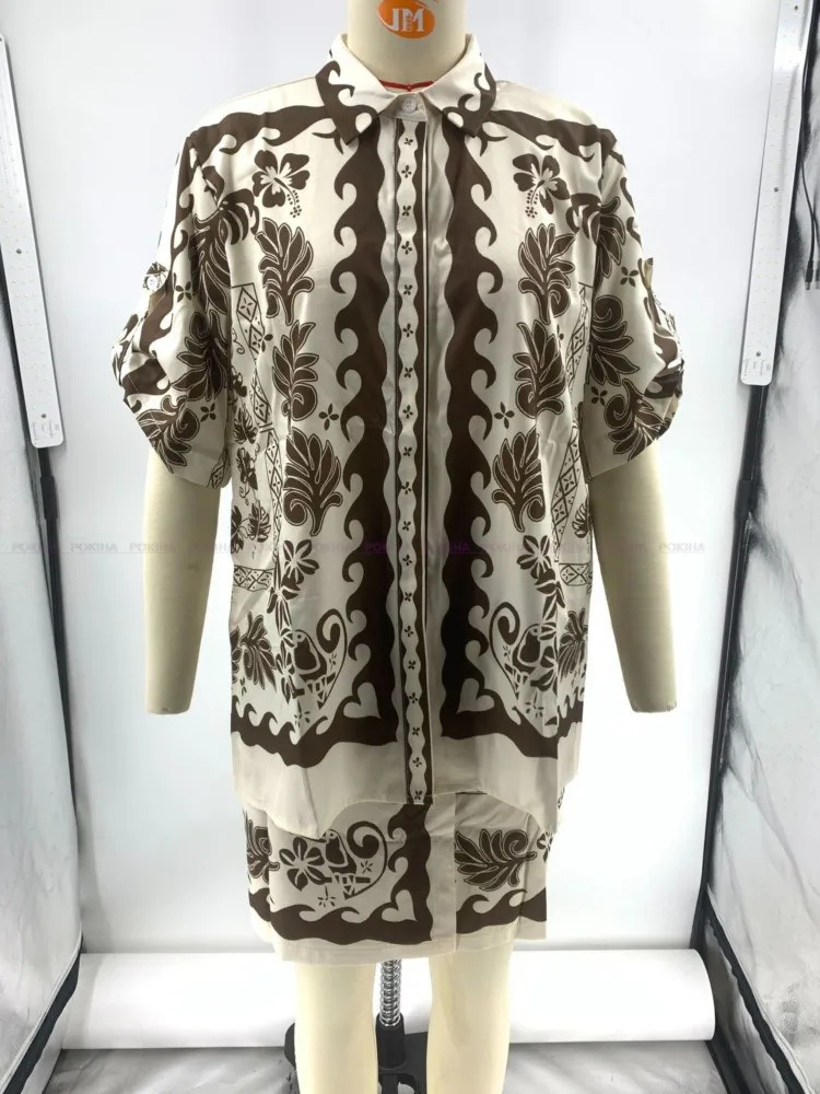 

Женский винтажный комплект из 2 предметов, Повседневная Свободная рубашка с принтом и элегантная мини-юбка, лето 2024