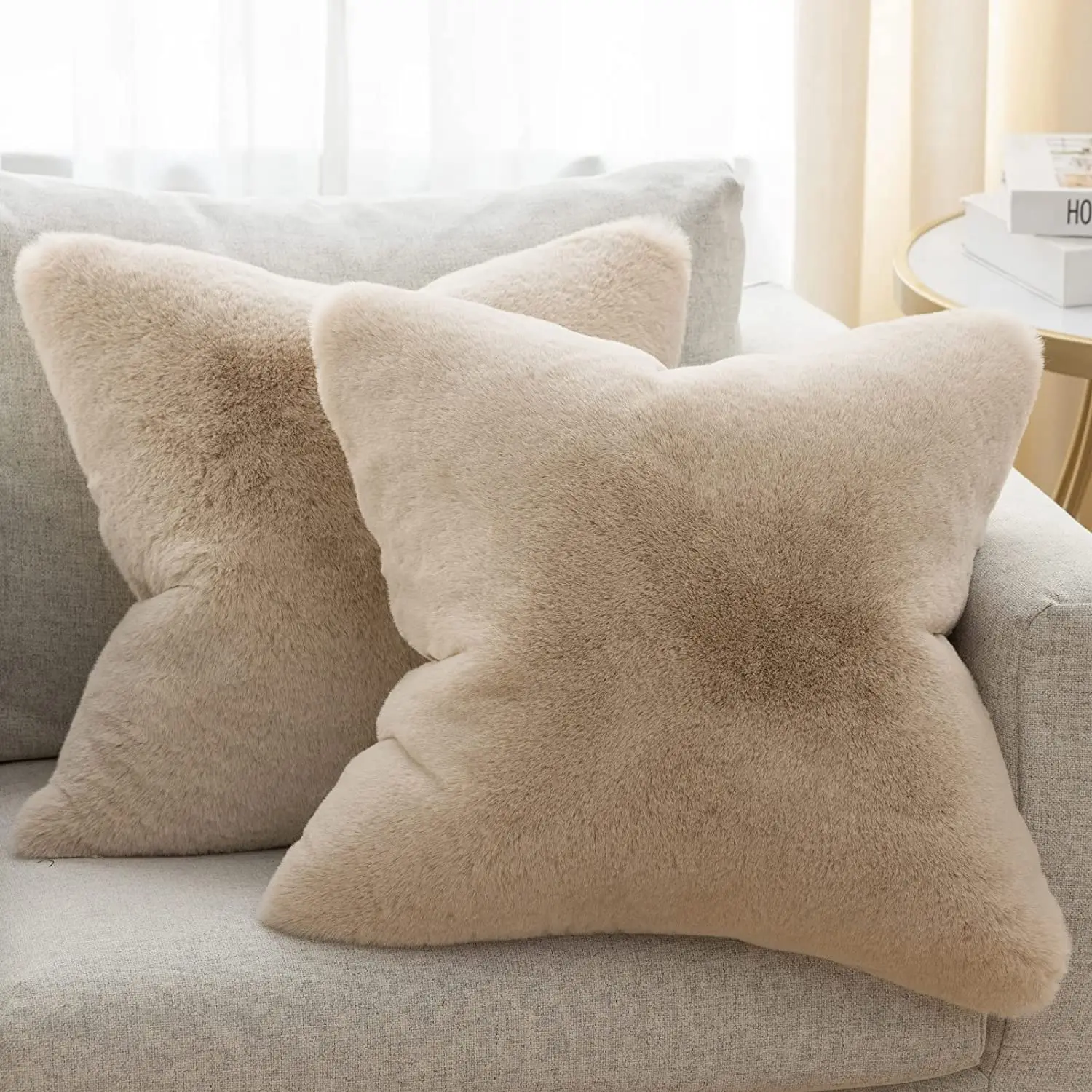 

Soft Rabbit Fur Cushion Cover 45×45cm Decorative Pillow Cover for Sofa Living Room Decorative Housse De Coussin Home Decor
