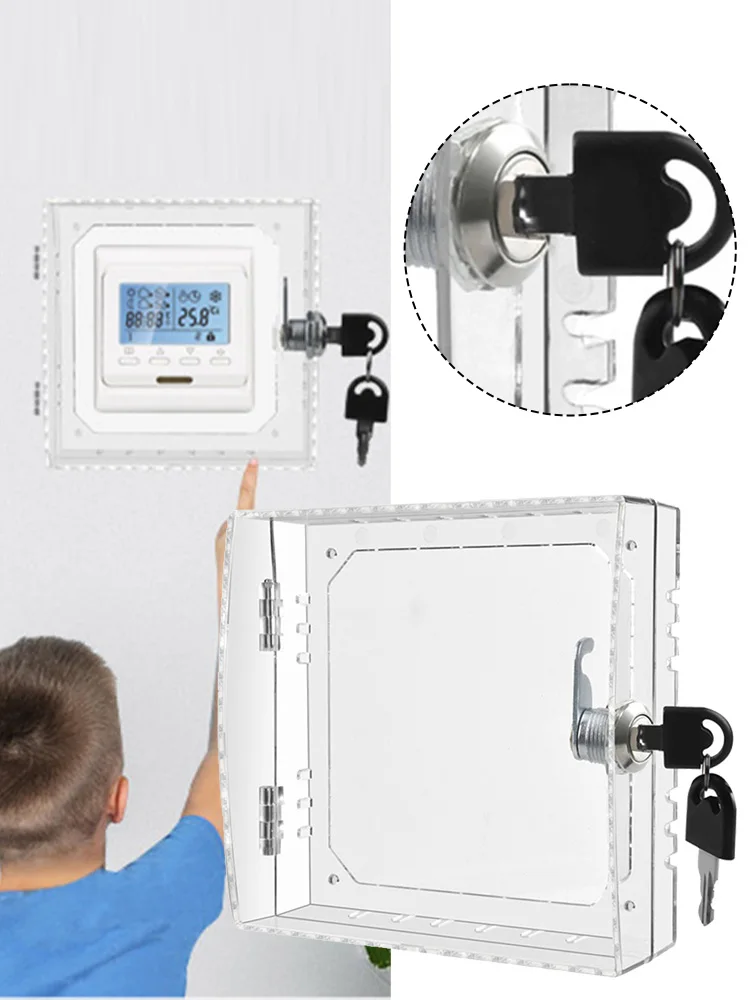 Transparent Thermostat Lock Box With Key Transparent Large Thermostat Protector Cover Box With Lock For On Wall thermostat lock box