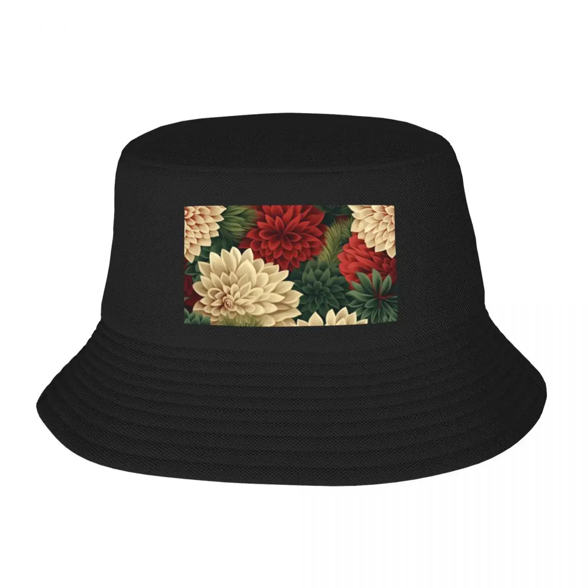

Vintage Christmas Chrysanthemum Pattern Bucket Hat Visor Hats Rugby Caps For Women Men's