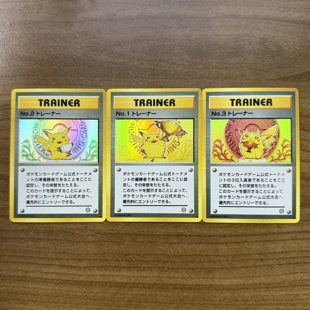 3Pcs/set Diy 1999 Pokemon Promotion Trophy Pikachu Collection Card