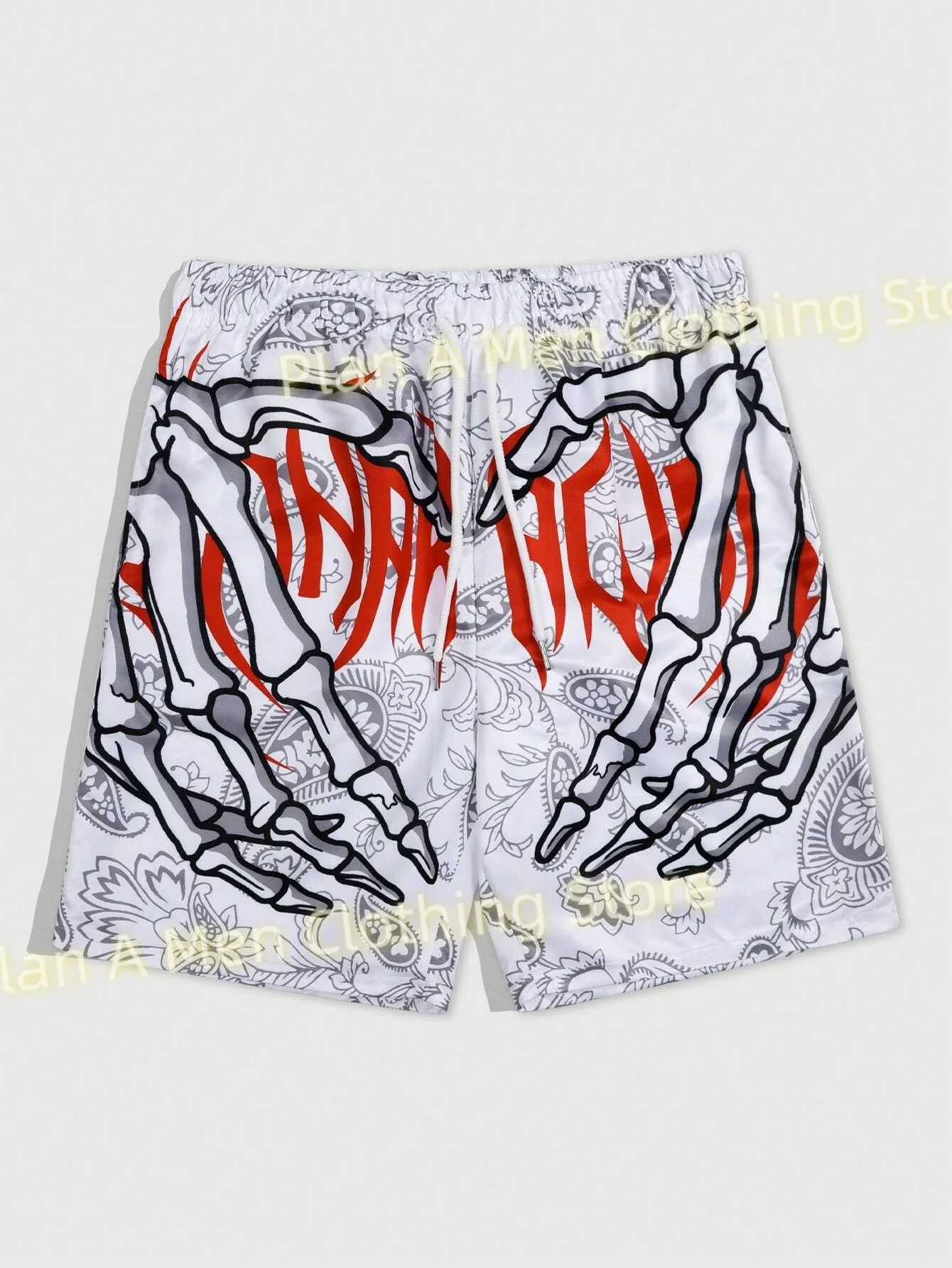 Mens Summer Classic Skull Beach Short Pants New Fashion Skeleton Hand Print Men  Gym Shorts Quick Drying  Shorts Men Clothing 4