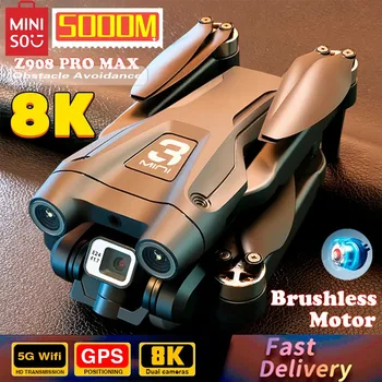 MINISO Z908Pro Max 드론 브러시리스 모터, 8K HD 카메라, 전문 GPS, 와이파이, 장애물 회피, 접이식 쿼드콥터, 어린이 장난감, 신제품