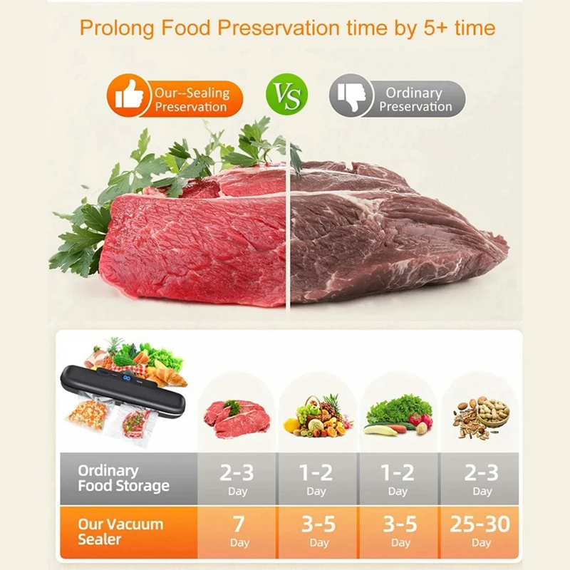 Description Picture 6 of itemAutomatic Vacuum Sealer Machine For Food Storage With 50Pcs Food Saver Bags Sealing Machine For Vacuum EU Plug Easy To Use