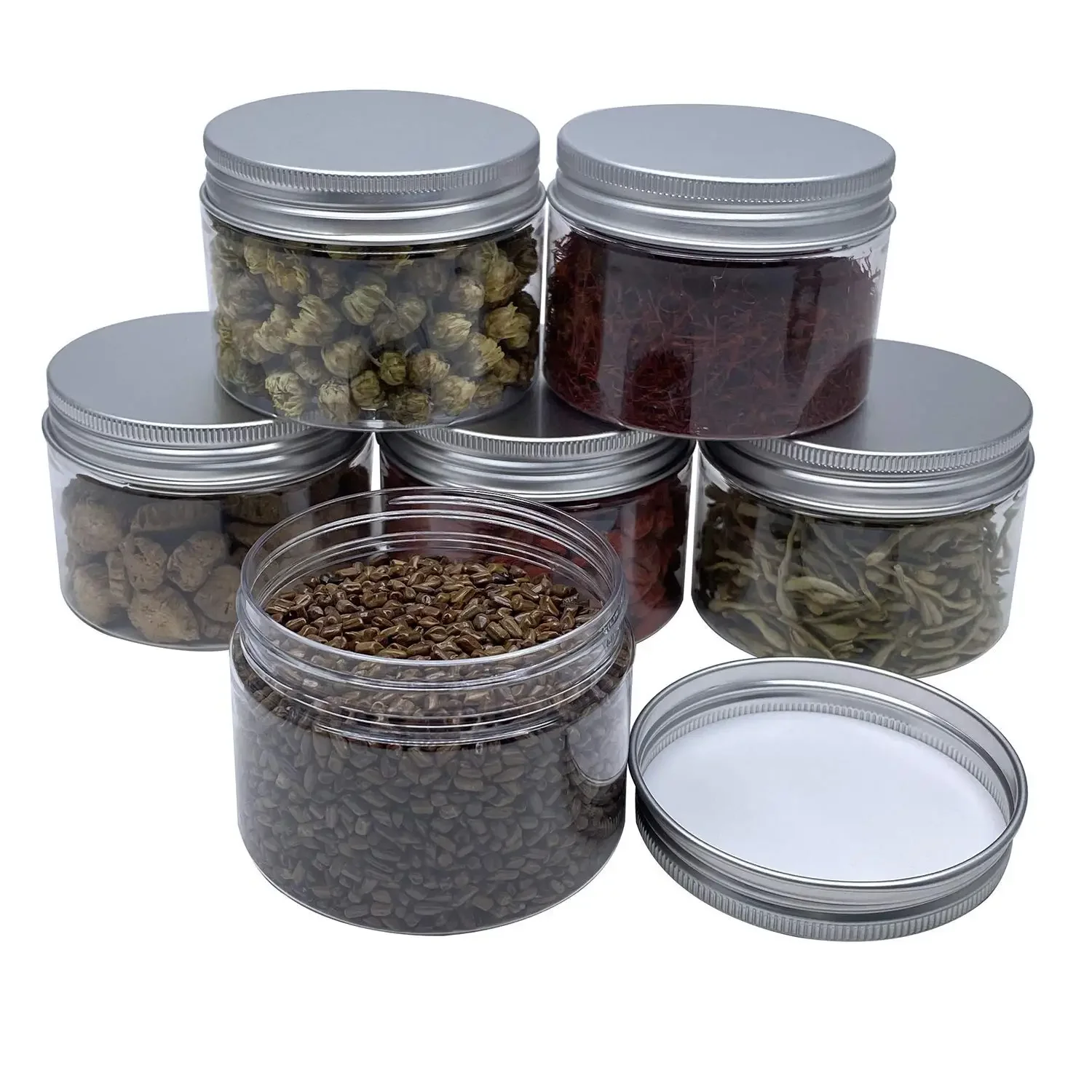 50pcs/set 20g 30g 50g 100g 120g 150g Plastic Jar with Lids Screw Tin Clear Container Empty Cosmetic Cream Powder Pot Makeup Box 3