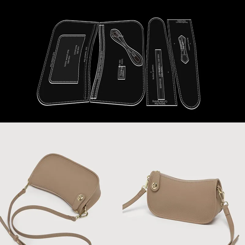 New Template Acrylic Leather Template Diy Leather Sewing Pattern For Dumpling Bag Women's Casual Bag