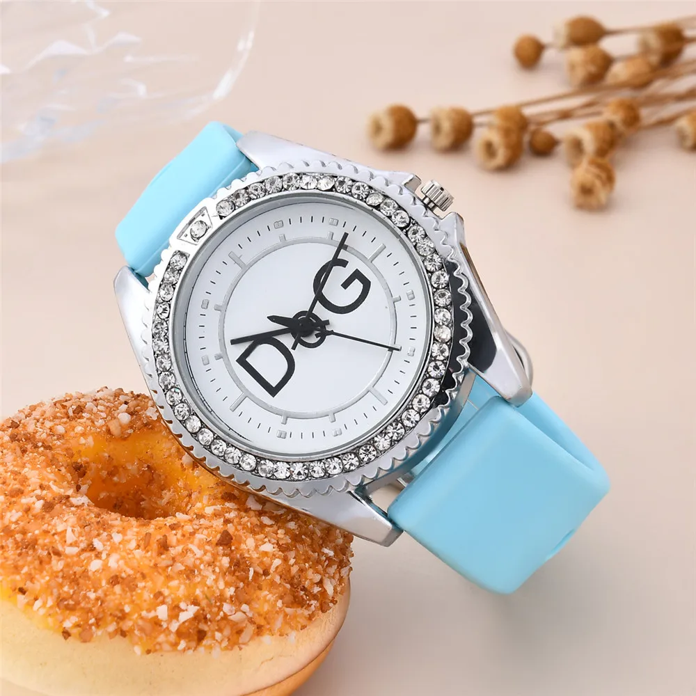 Luxury Brand DQG Women's Watch Leather Strap Rhinestone