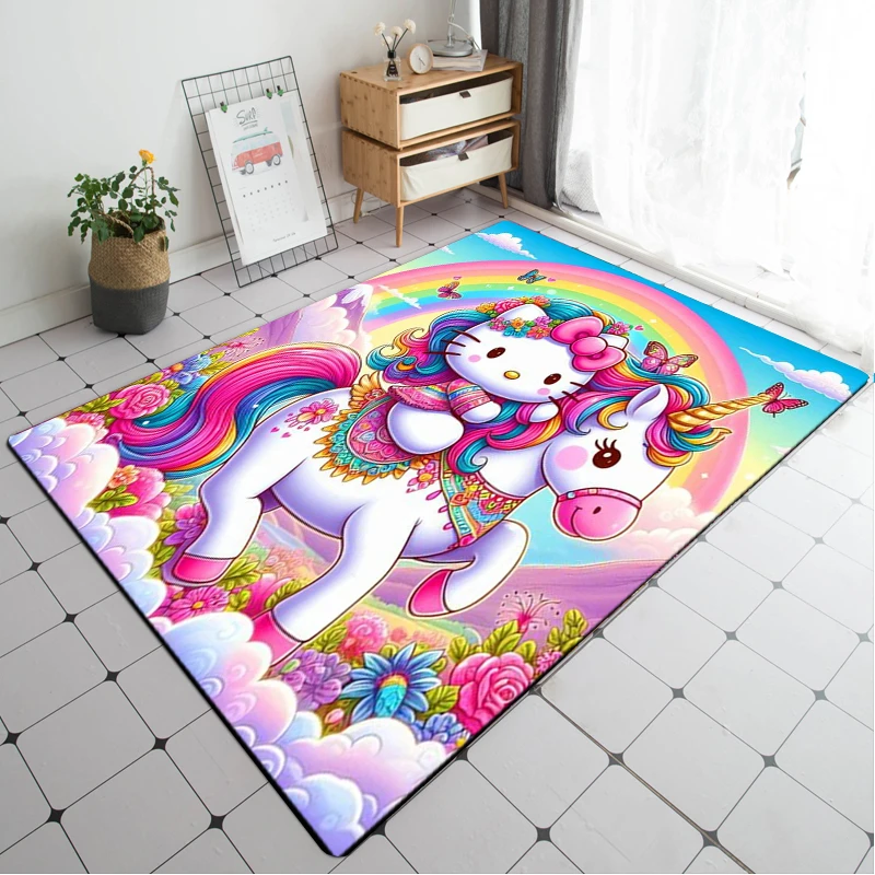 Sanrioハローキティ大面積ラグ、家庭用3Dカーペット、リビング