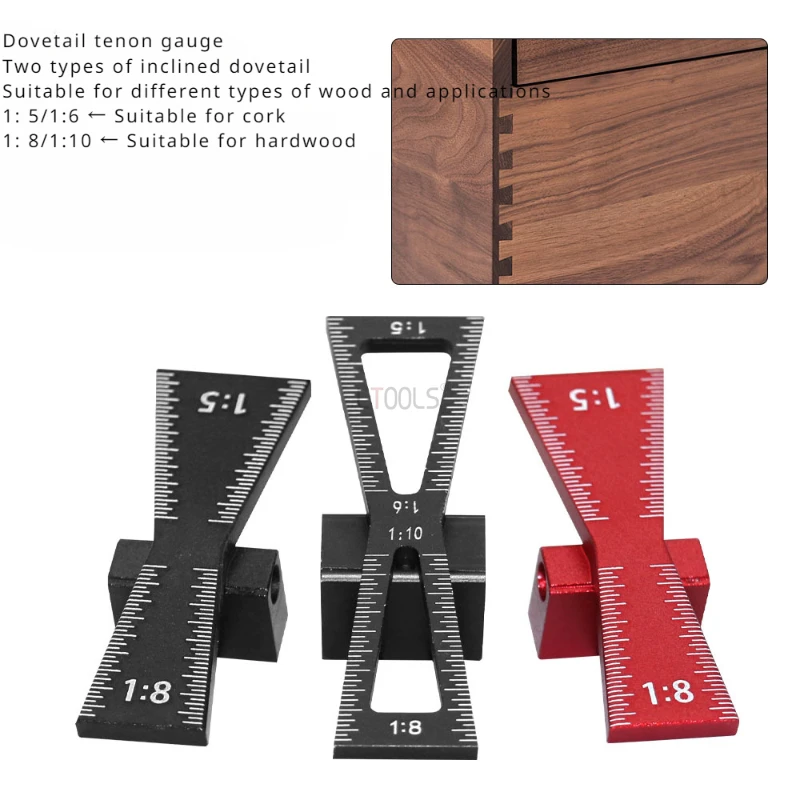 Woodworking Dovetail Tenon Gauge Marking Template 1:5 1:8 with Hinge Gauge Guide Tools Household Wood Hinge Gauge Hand Tools DIY