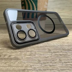 Magnetic Clear Silicone Phone Case with Camera Protection and Bumper for Oppo Reno13 Pro (Black)