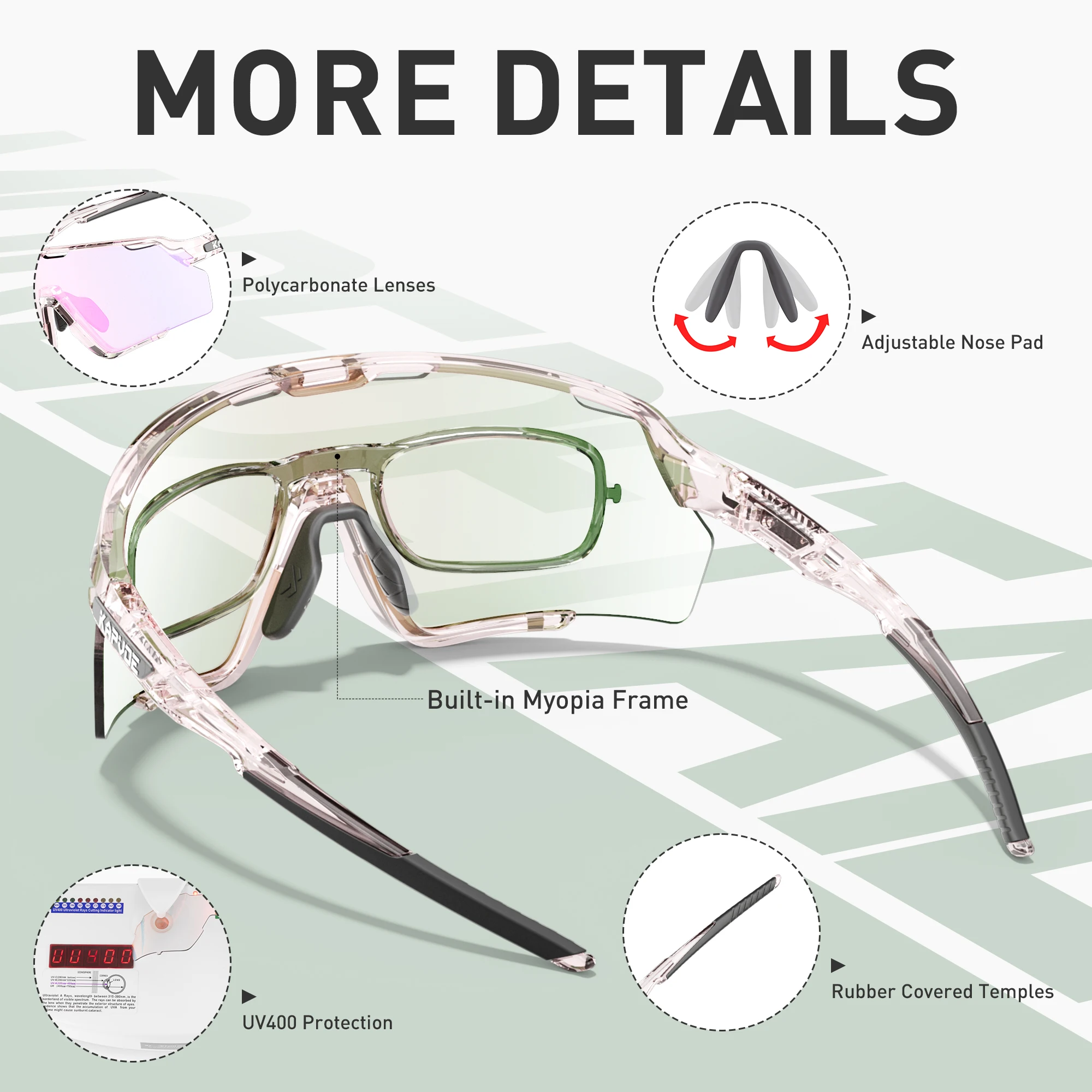 Photochromic Cycling Sunglasses Men Women Outdoor TR90 Frame Sports Bicycle Glasses UV400