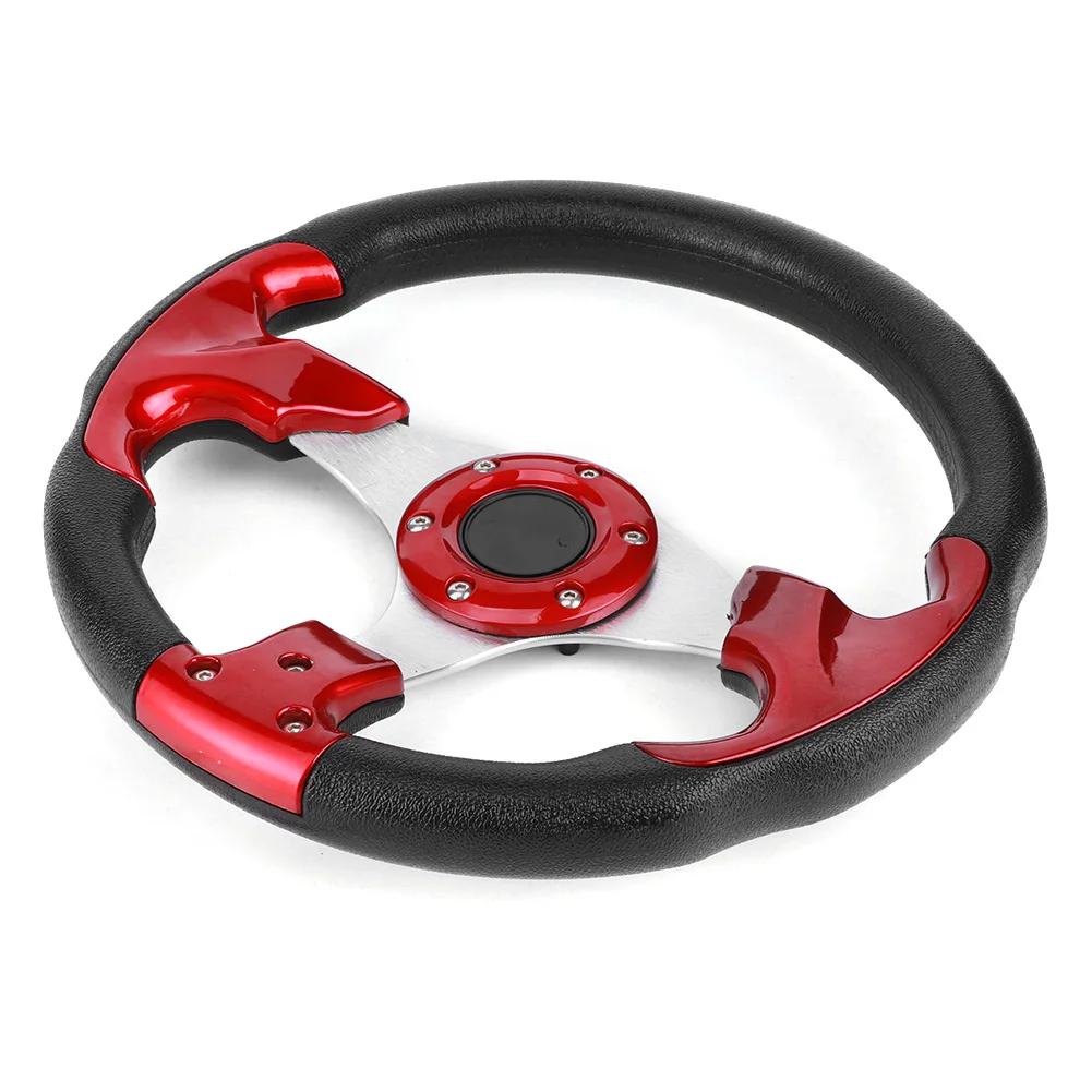 경적 단추 레이싱 카 스티어링 휠, PVC 레드 컬러, 범용 개조 부품, 드리프트 스티어링 휠, 320mm, 12.5 인치