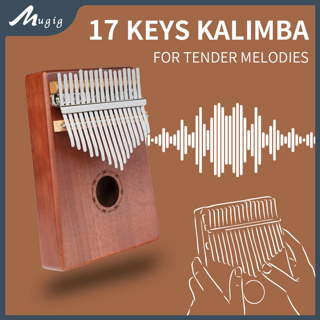 

Mugig 17 Keys Kalimba Portable Thumb Piano Calimba Musical gift w/Tune Hammer and bag