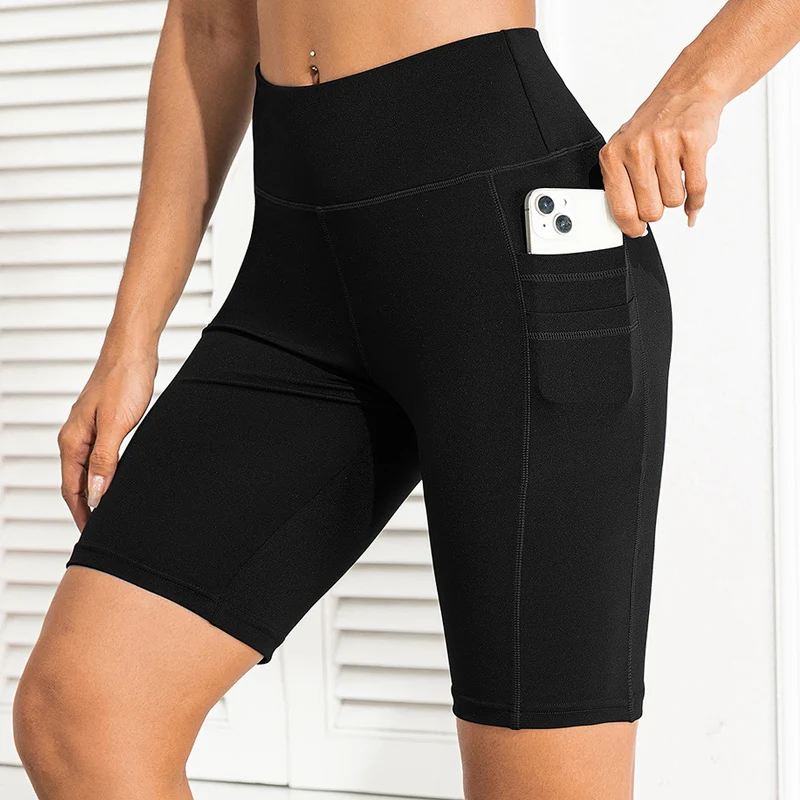 MIER Women's 5 inch/8 inch Stretch High Waist Biker Shorts Workout Running  Compression Exercise Tummy Control Yoga Shorts with Side Pockets 