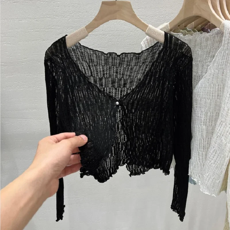 Summer Outwear Sunscreen Cover Up Top Shawl Knitted Cardigan for Women
