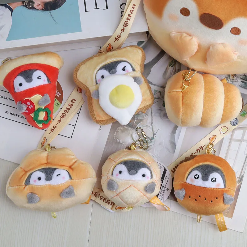 Cute Bread Penguin Keychains For Bag Creative Cartoon Pizza Penguin Doll  Keychains Wholesale Kawaii Plush Keyrings For Car Keys - AliExpress