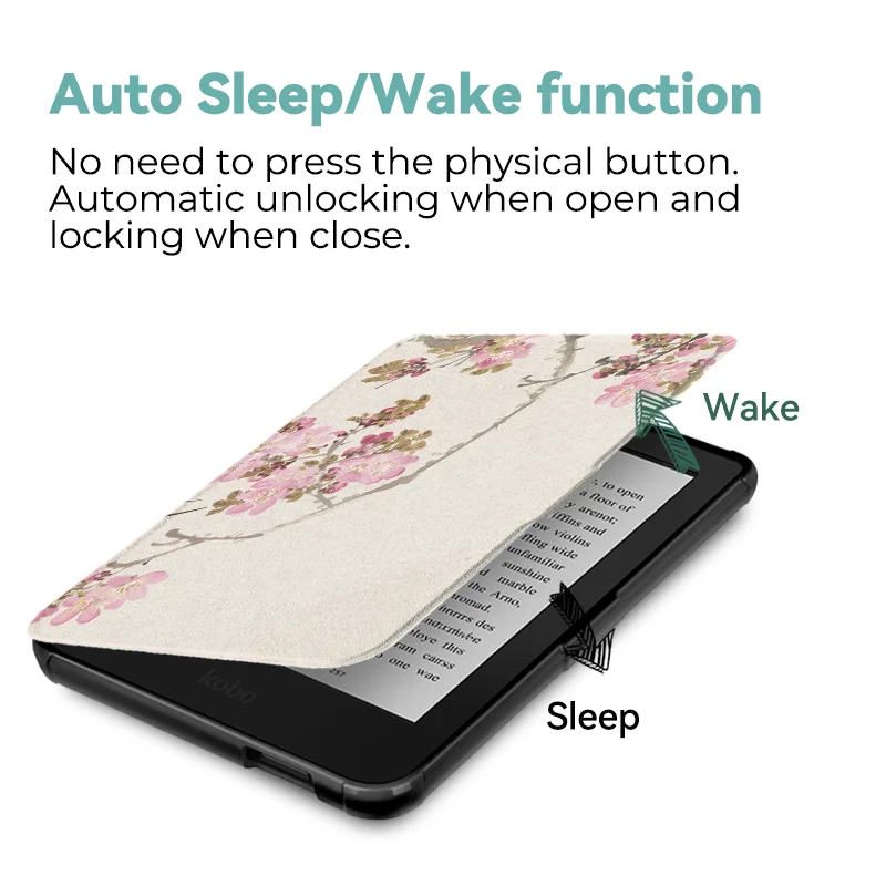Kobo Clara 6-Inch E-Reader Protective Cover with Auto Sleep/Wake and Painted Patterns