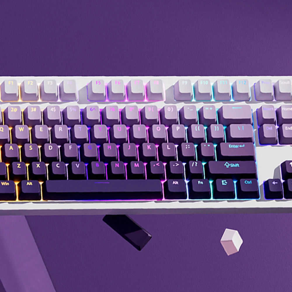 Lavender Top Print RGB Backlit OEM Profile PBT Double Shot Keycap Set (135 Keys)