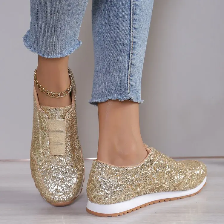 Bequeme Goldene Leichte Walking Toning Schuhe Für Damen_voghion.com