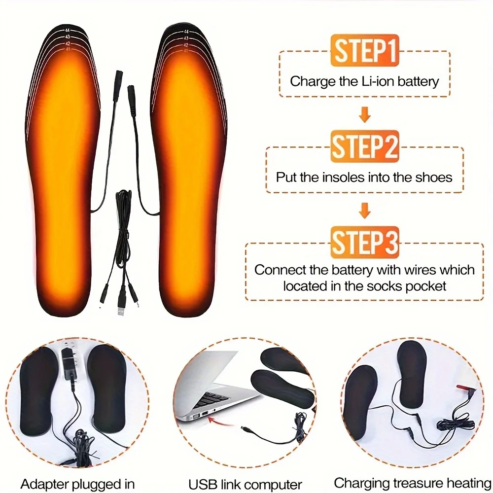 1pc USB Heated Insole, Foot Warmer, Sock Warmer For Winter Outdoor Sports, Heated Insole For Winter Warmth