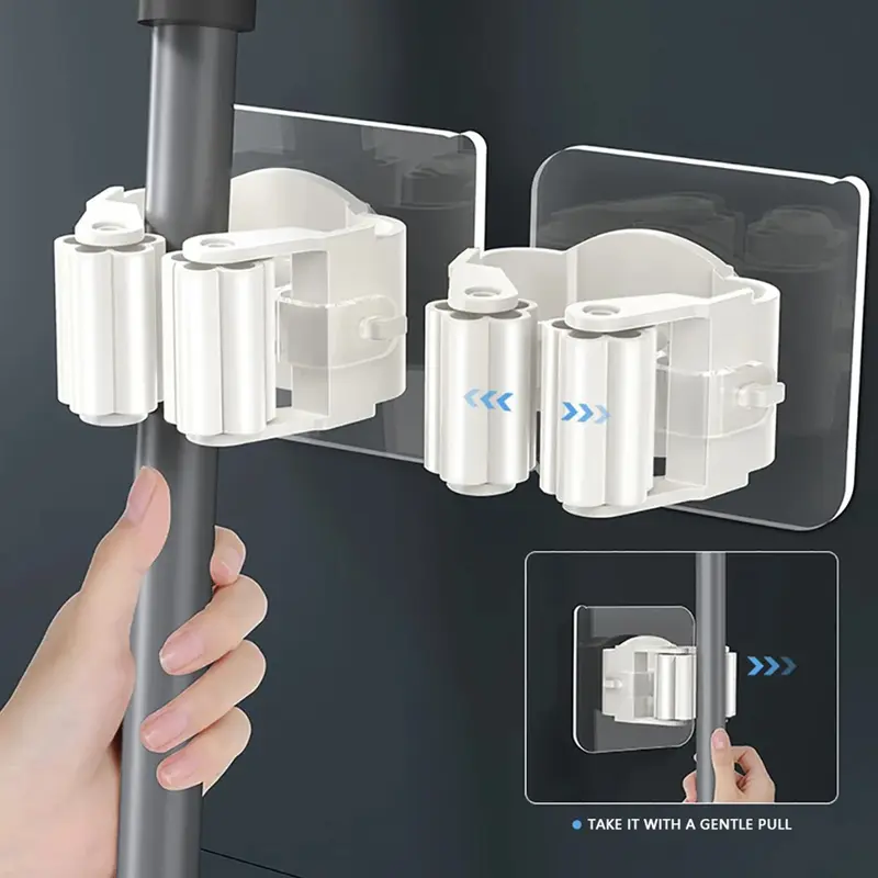 Multi-Purpose Hooks Adhesive Wall Hanging Mop Rack Broom Hanger Hook Kitchen Bathroom Organization Home Organizer Accessories - Image 7