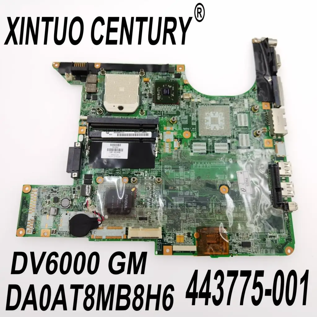

Материнская плата 443775-001, 443775-601, для HP DV6000, DV6200, DV6300, DV6400, DA0AT8MB8H6, G6150, DDR2, 100%