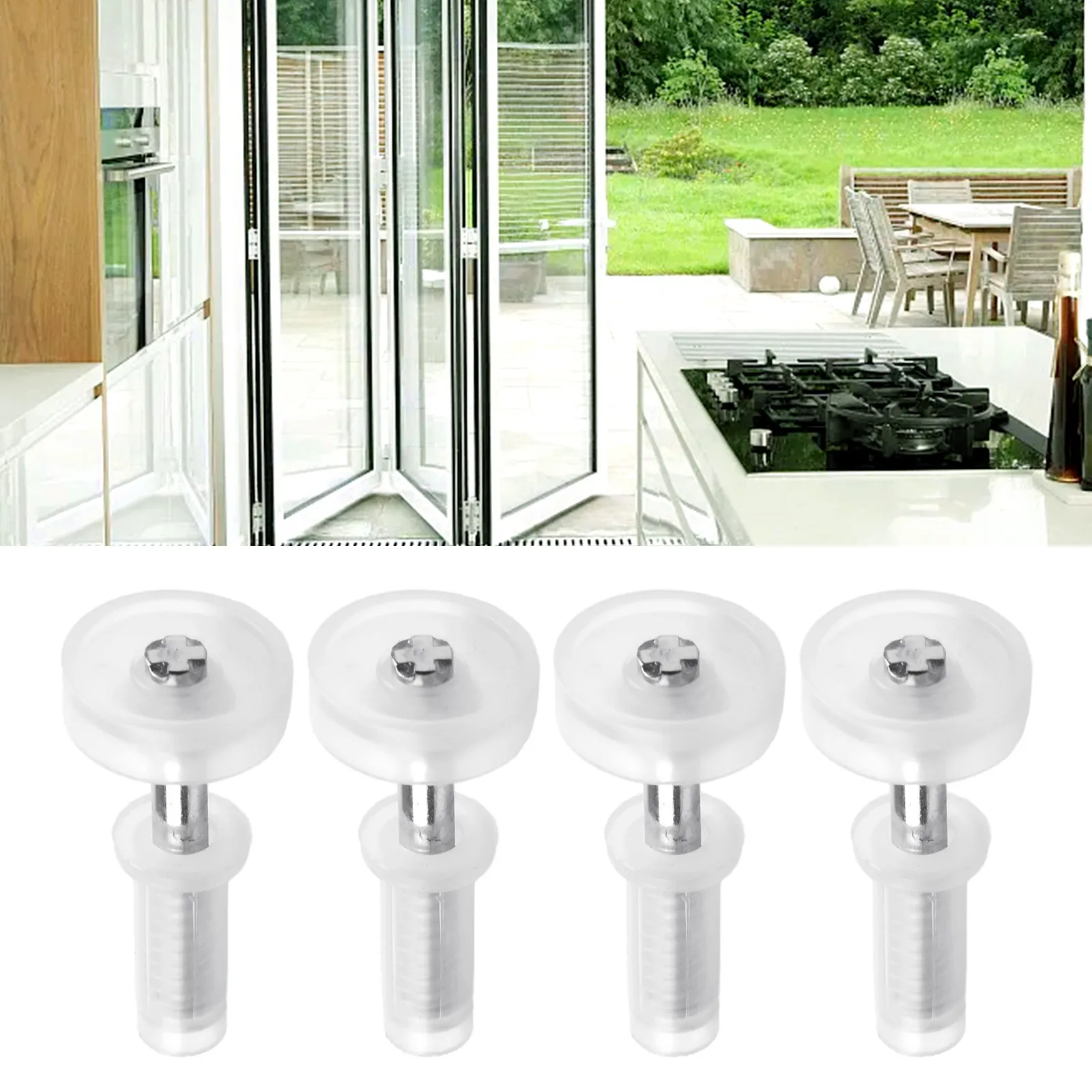 

4PCS New Top Guide Wheel Pivot Hinge Nylon Plastic Repair Parts Rust-resistant Silver White Bifold Cabinet Door