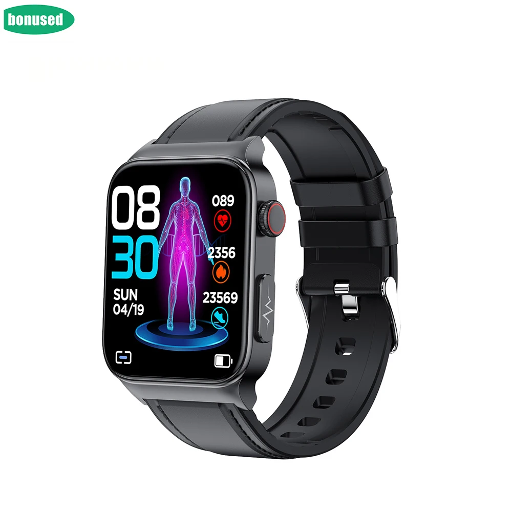 

New E500 Blood Glucose Smart Watch ECG Monitoring Blood Pressure Body Temperature Smartwatch Men IP68 Waterproof Fitness Tracker