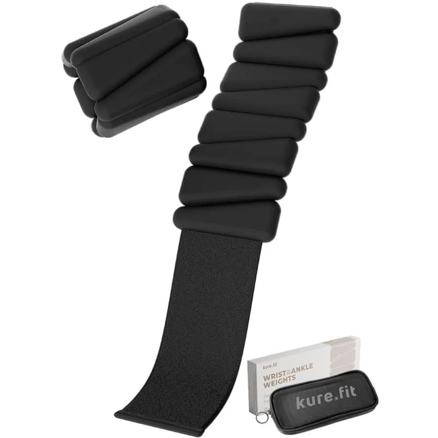 1lb Adjustable Wrist & Ankle Weights Set Bundle (Black+Purple) - 2 Pairs