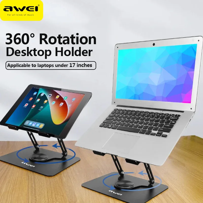 

Awei X46 360° Rotation Desktop Holder Metal Laptop Stand Tablet Holder Bracket For PC Macbook Air Pro Support Under 17 inches