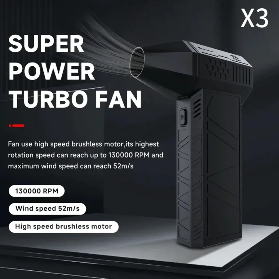 130000RPM 먼지 제거기 강력한 팬 LED 라이트 포함 강력한 휴대용 충전식 블로워 전기 에어 더스터 3단 속도 ​ ​ 52미터/초
