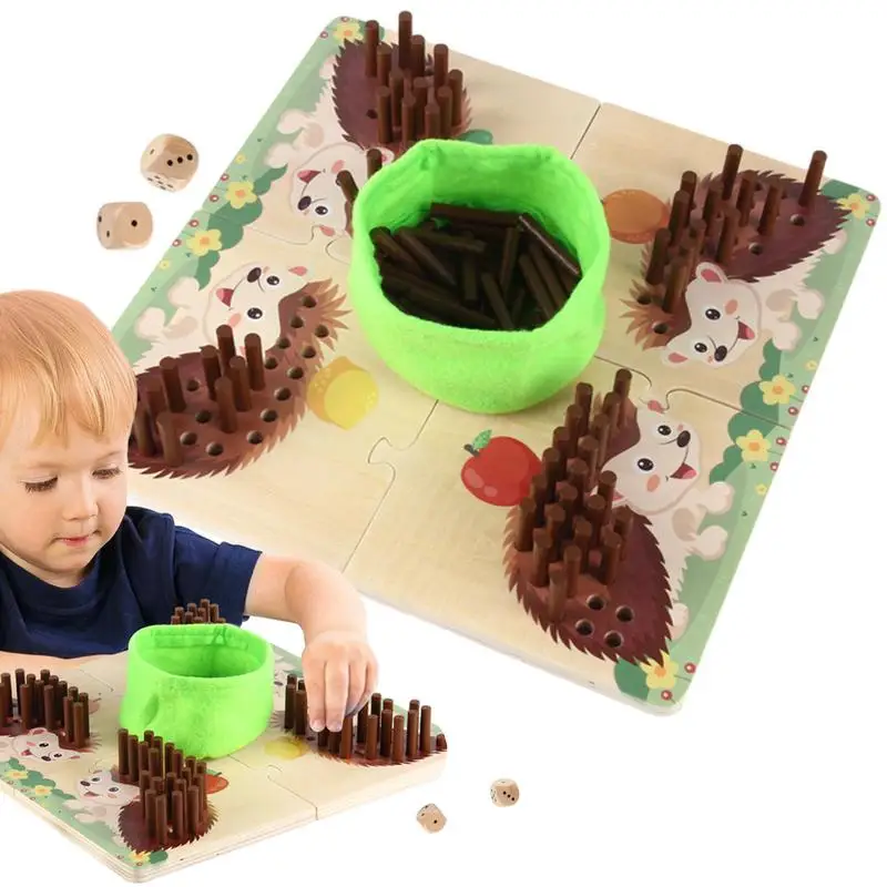 

Hedgehog Learning Toy Hedgehog Stick Hand Game Ages 3 Parent-Child Interaction Fine Motor Skills Insert Stick Puzzle Board