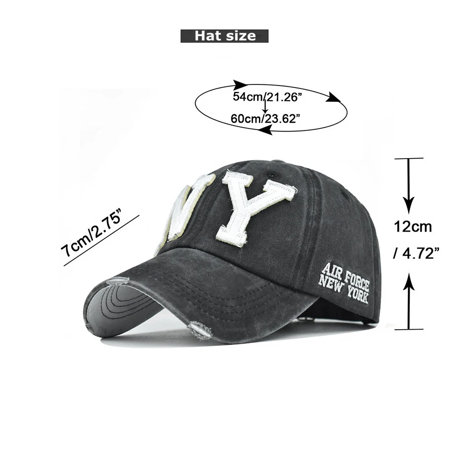 Baseball Cap Retro-style Snapback Sun hat Spring Autumn Sport New York letter Hip Hop Fitted