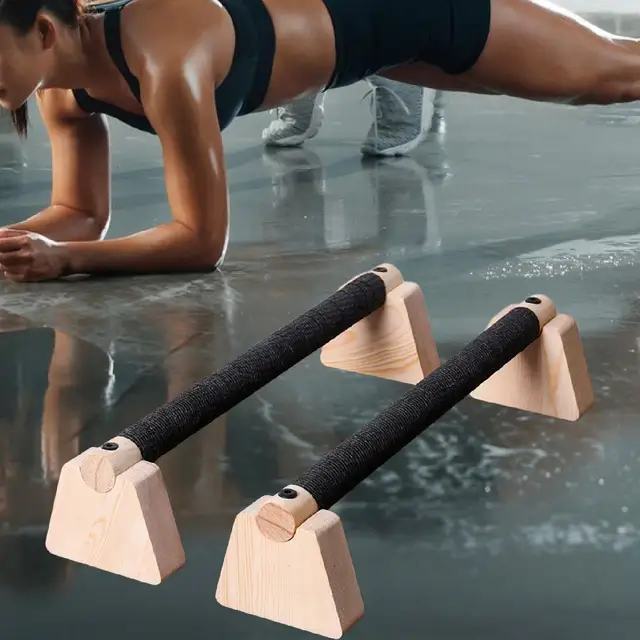 2 Pcs Wooden Push-up Bar Parallettes Bar Non-slip Handlebar for Bodybuilding Fitness Floor Workout Gymnastics Solid Wood Bracket 2 Pcs Wooden Push-up Bar Parallettes Bar Non-slip Handlebar for Bodybuilding Fitness Floor Workout Gymnastics Solid Wood Bracket